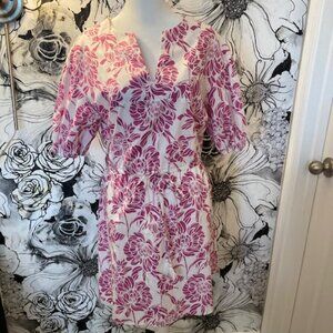 CHLOE + RENE Women's Dress Pink and White Print Tie in Front SIZE PETITE SMALL